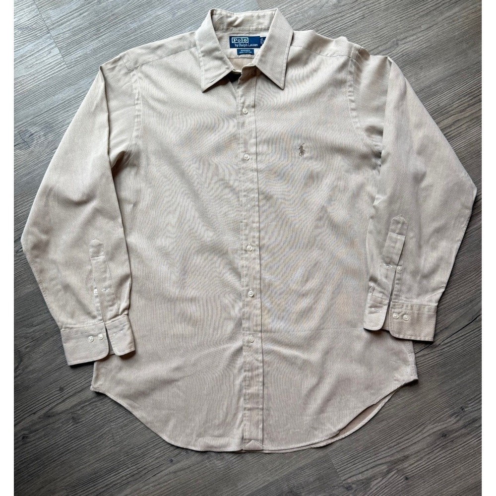 Polo Ralph Lauren Men Button Down Shirt L Brown Long Sleeve Classic Pony  Cotton